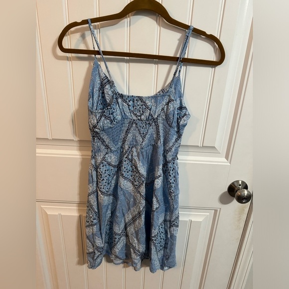 LA Hearts Pac Sun Blue Smocked Waist Fit and Flare Mini Dress - Picture 6 of 6